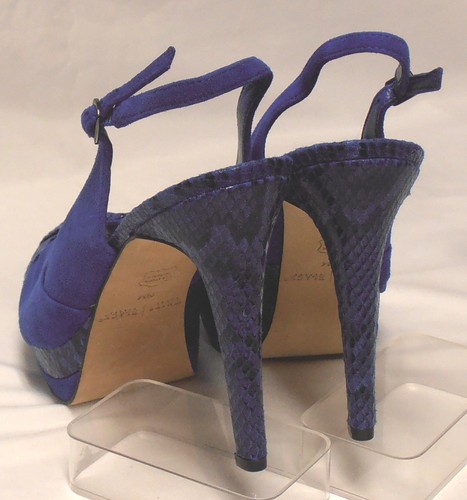 WHITE HOUSE BLACK MARKET Size 9.5 Blue Suede Snake Peep-Toe Platform Slingbacks - Picture 6 of 9