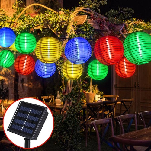 LED Wasserfest Lampion Solar Lichterkette Beleuchtung Garten Außen Balkon Deko - Bild 8 von 24