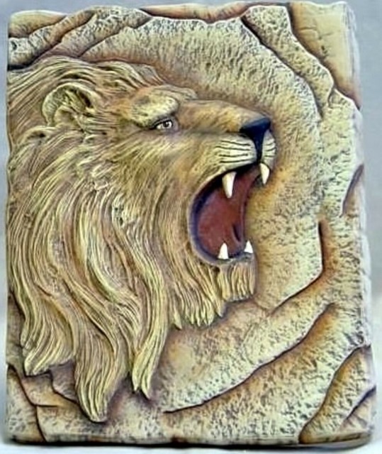 Lion On Square Stone Decorative Plaque Unpainted Ceramic Bisque Lion On Square Stone Decorative Plaque Unpainted Ceramic Bisque