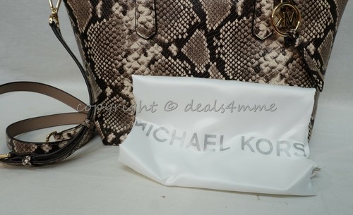 Michael Kors 30F0G1ES3E Elson Vegan Faux Leather Satchel/Shoulder Bag Natural - Picture 6 of 12