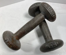 Vintage Bollinger Bun Head 3 Pound Dumbbell Set - Cast Iron - 6 lbs total