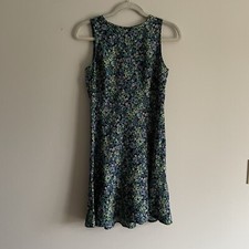 LOFT Outlet Women 2 Black Multicolor Floral Sleeveless Flounce Shift Dress NWT