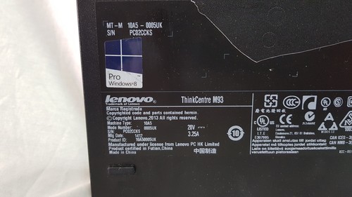 Lenovo thinkcentre m93 Intel Core i3-4150T 4GB 256GB SSD NO OS, NO PSU - Picture 9 of 9