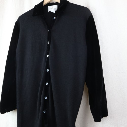 Express Tricot Velvet Sweater Top Womens Size M Pearl Button Shirt Jumper Med - Picture 2 of 12