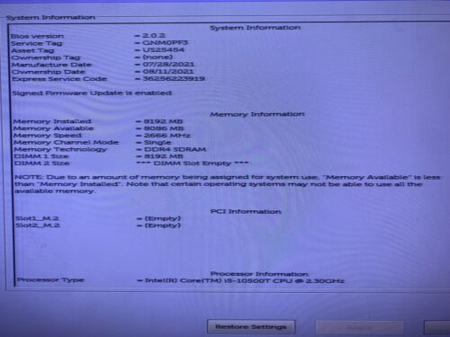 Dell OptiPlex 3080 Core i5-10500T 2.3GHz 8GB RAM 500GB HDD NO OS Good - Picture 2 of 7
