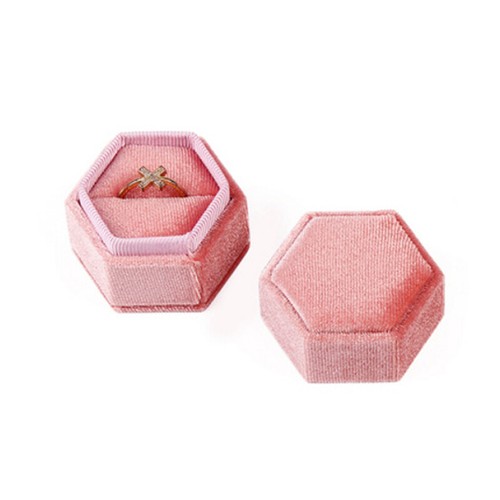 Hexagon Velvet Ring Box jewelry box Display Holder  for Wedding Engagement>~E - Picture 11 of 19
