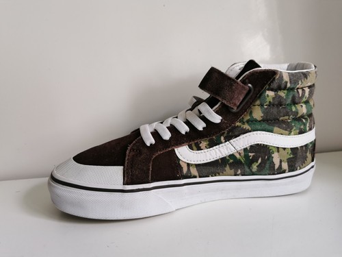 VANS AUTHENTIC SK8 HI UK 5 EU 38 BOYS GIRLS WOMENS BROWN GREEN CAMO TRAINERS - Picture 13 of 16