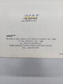 NES GAME MANUAL -Instruction Booklet for Joust Fun Gameplay Hal America Inc.