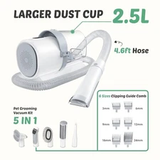 Pet Grooming Vacuum Kit Low Noise Pet Hair Remover Clippers Trimmer