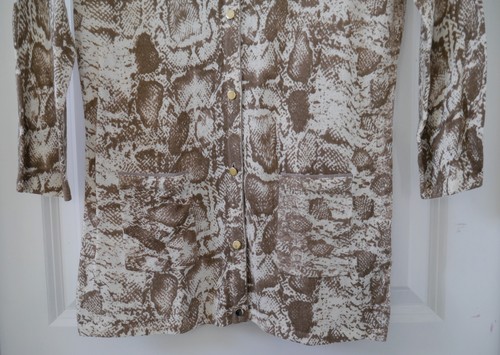M&S Speziale Cotton+Cashmere Faux Snakeskin Print Cardigan, SZ 14, Carmel Mix - Picture 3 of 7