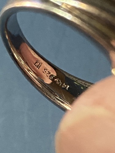 STERLING SILVER & 14K GOLD Crossover Ring 6.6 Grams Size 7 BEAUTIFUL! - Picture 8 of 8