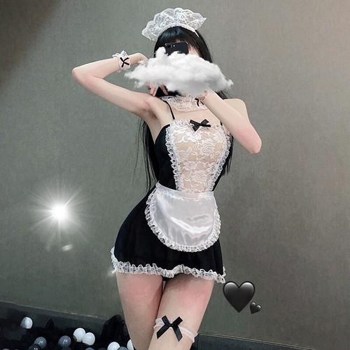 Kleid Hals Ring Cosplay Kostüm Sexy Lady Lolita Kawaii Dienstmädchen Outfit Schürze Tanga - Bild 5 von 15