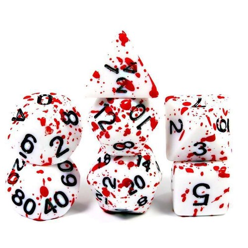 7Pcs Polyhedral Dice Bloodstains Resin Polyhedral Dice Set RPG DND WOWS - Picture 2 of 3