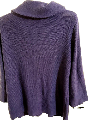 Effect Sweater/Cardigan Women XL Purple 3/4 sl Large Cable Big Buttons - Picture 2 of 3