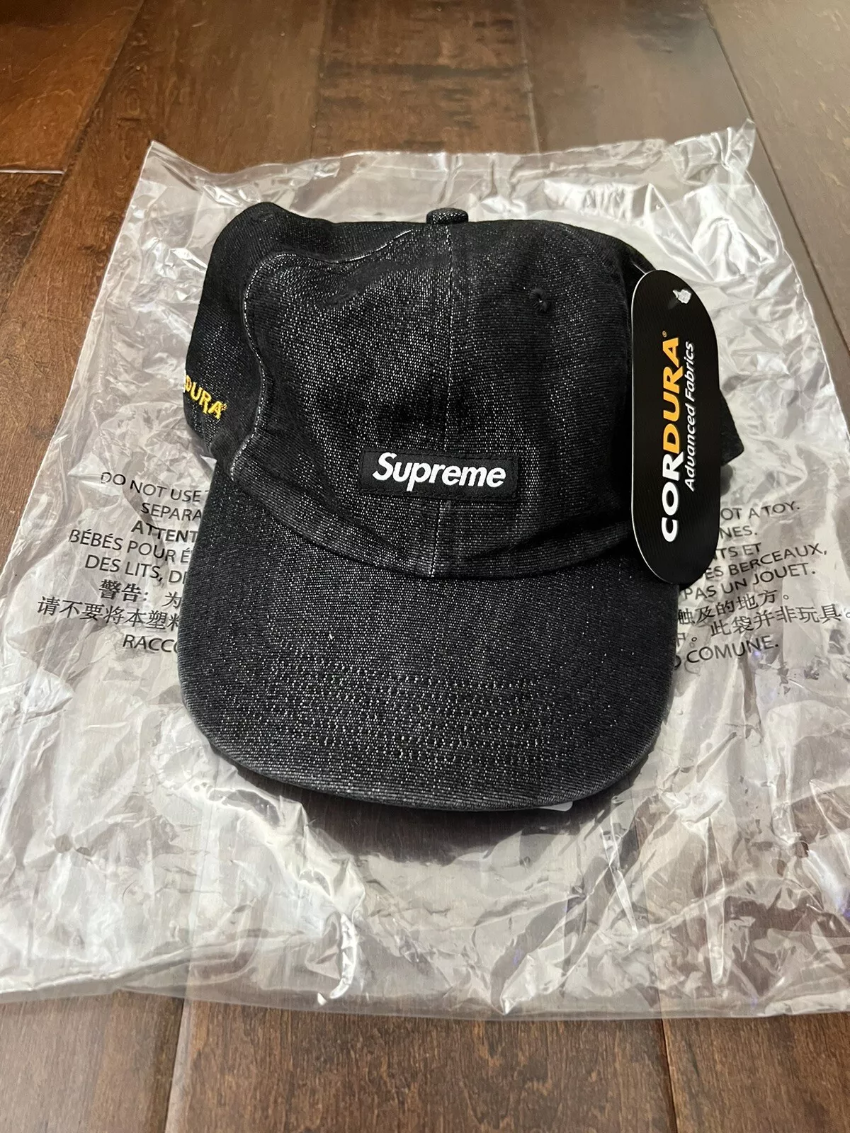 Supreme SS24 Cordura denim petite boîte 6 panneaux noir taille unique neuf EN MAIN