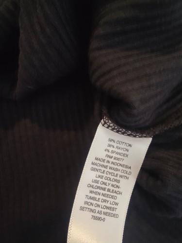 a.n.a Size 3X Black Ribbed Top Blouse Button Front Stretch Short Sleeve V-Neck - Picture 9 of 12