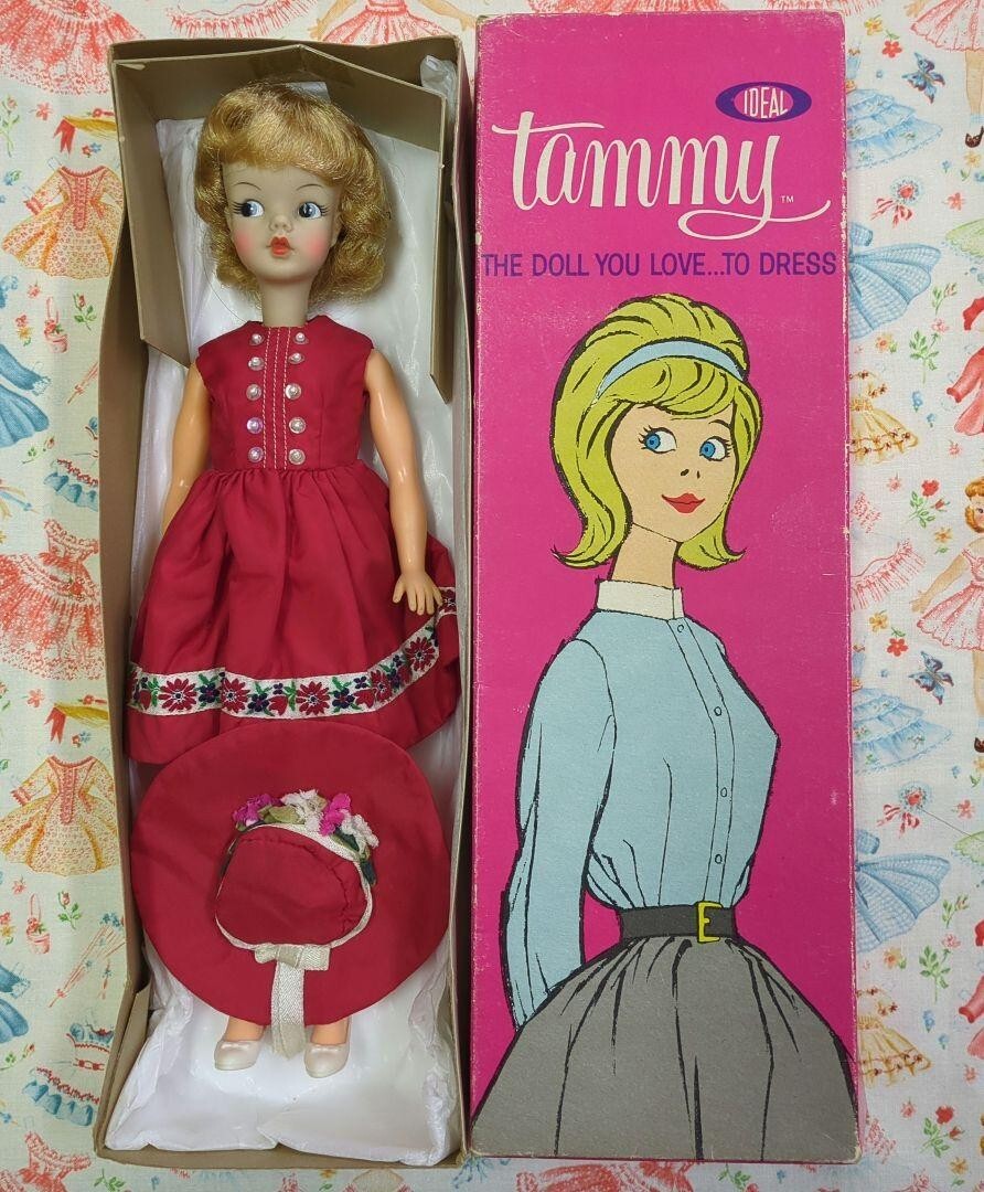 【返品交換不可】 Box w/Original Doll Tammy Vintage Red Ideal Shoes Hat Dress その他