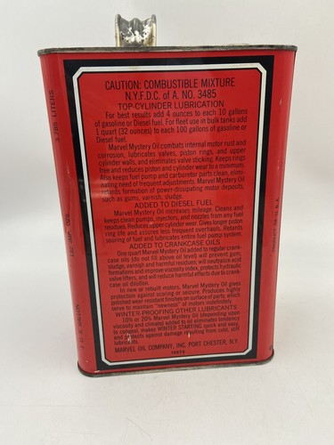 Vintage Marvel Mystery Oil Can Empty 1 Gallon Tin Automotive Collectable USA - Picture 6 of 10