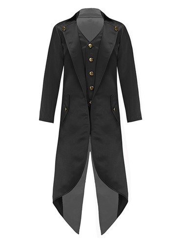 Boys Girls Medieval Costume Carnival Vampire Tailcoat Jacket Gothic Frock AU - Picture 25 of 64