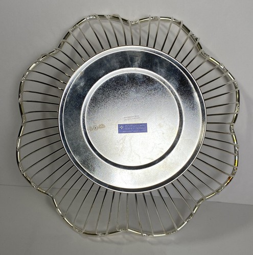 INTERNATIONAL SILVER CO. Silver Plated Wire Basket Bowl 9.75" Scalloped Box - Picture 7 of 12