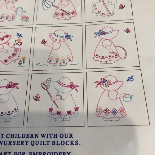 Jack Dempsey Stamped Nursery Quilt Blocks to Embroidery #21 Girls Read Desc - Picture 4 of 18