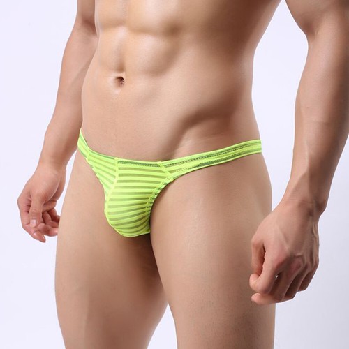 Sexy Men's See-through Mesh Solid Stripes T-back Underwear Male G-String Pants * - Picture 11 of 31
