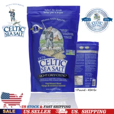 Light Grey Celtic Sea Salt 1 Pound Resealable Bag–Additive-Free,Gluten-Free,454G
