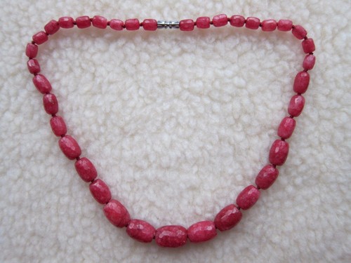 Faceted, Graduated, Red Brazilian Ruby, Barrel Shape, Graduated, Beaded Necklace - Picture 2 of 3