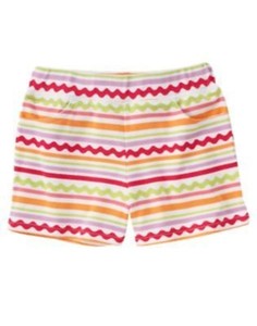 GYMBOREE PRETTY POSIES RIC RAC STRIPED PRINTED KNIT SHORTS 4 6 NWT