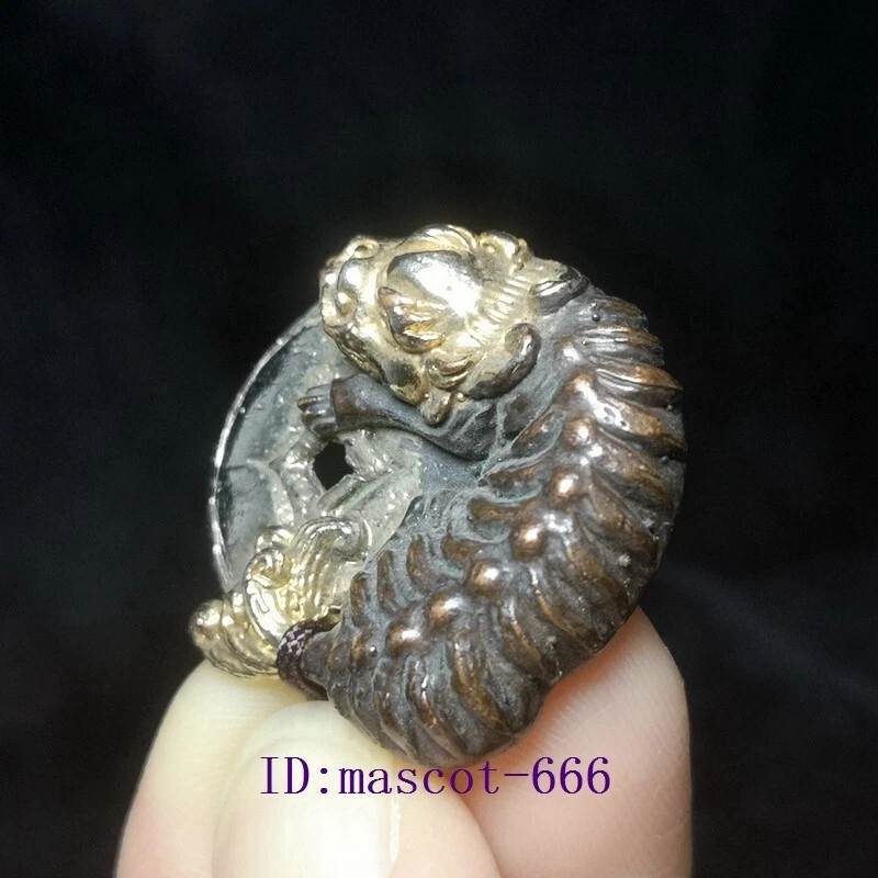 Pingente estátua moeda Pi Xiu escultura dourada cobre vermelho chinês animal da sorte presente - Imagem 3 de 4