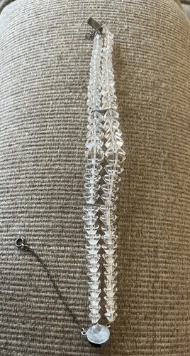 True Vintage Rock Crystal Briolette Two Strand Bracelet 925 Clasp Clear - 第 1/9 張圖片