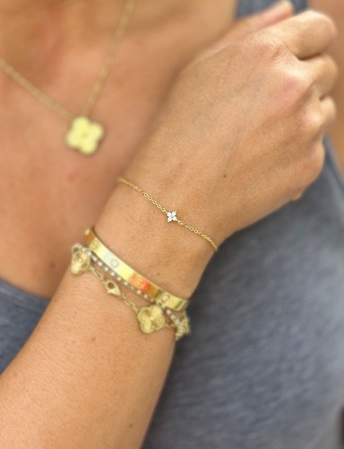 14K Massiv Gelbgold Armband simuliert Diamant Armband Kette Geschenk 0,20ctw - Bild 10 von 13