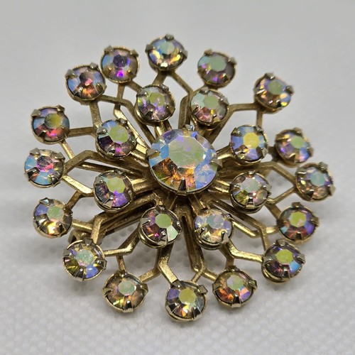 Vintage Aurora Borealis Starburst Strass MCM Brosche Retro Modeschmuck 