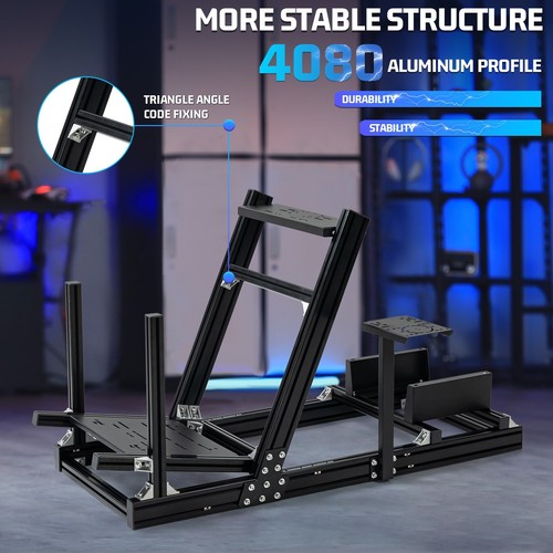 Dardoo Aluminum Profile Racing Sim Cockpit with Seat and TV Stand Fit for G920 - Picture 4 of 37