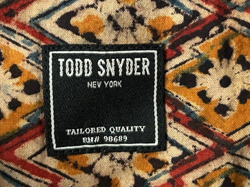 TODD SNYDER Men's Orange Kalamkari Diamond Print LARGE Camp Shirt button up - Picture 4 of 10