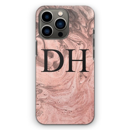 Personalised Initial Phone Case For iPhone 14/13/A13/S22 Grey Marble Hard Cover - Picture 14 of 14