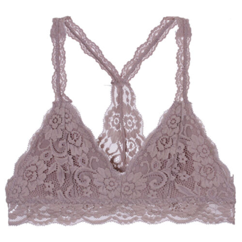 Floral Lace Racerback Unpadded Bra Top Sheer Bustier Crop Wireless Bralette - Picture 10 of 26