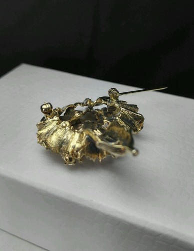 Vintage Sterling Silber 925 Gold Platte Strass Blume Brosche / Anstecknadel (R signiert) - Bild 11 von 12