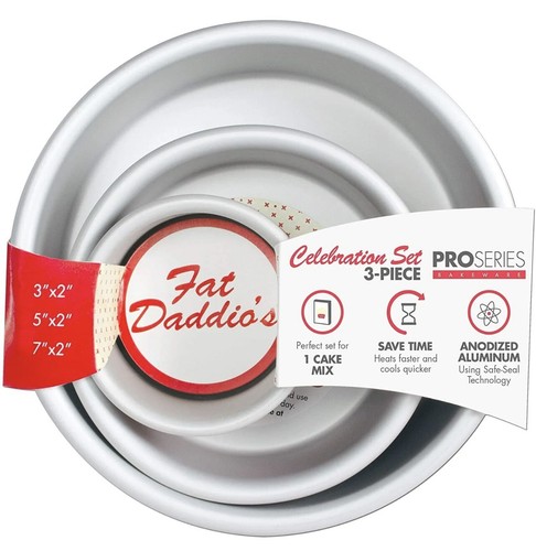 Juego de celebración de sartén redonda de aluminio anodizado Fat Daddio's, juego de 3, plata - Imagen 3 de 5
