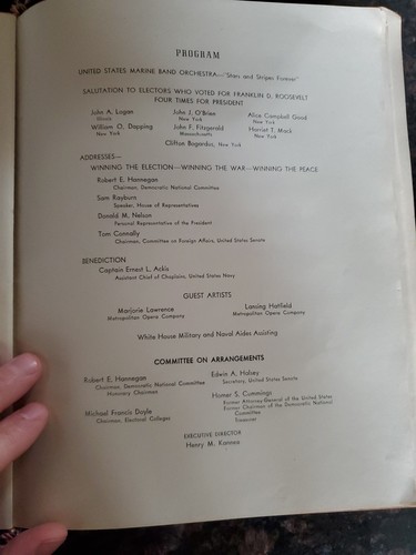 1945 President Franklin Roosevelt Inauguration Inaugural Dinner Program Menu - Picture 9 of 24