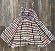 Urban Outfitters UO Embroidered Apron Mini Dress Side Ties Deep Back Boho Sz S