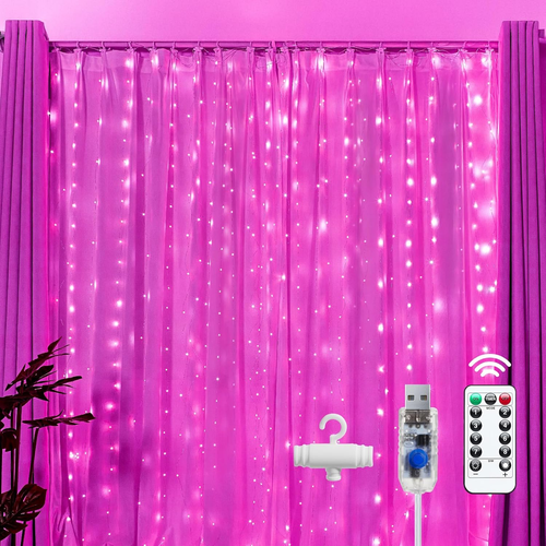 300 LED Warm White Curtain Lights with Remote & USB, 9.8ft for Weddings & Decor - Picture 12 of 18