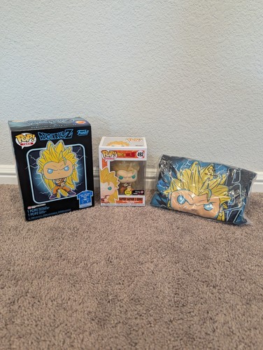 Funko Pop Tees Dragon Ball Z Super Saiyan 3 Goku GITD GameStop Excl Large #492