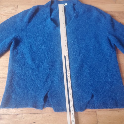 LNA Baby Alpaca Wool Blend Knit V Neck Sweater Medium Teal Blue Pullover Preppy - Picture 8 of 13