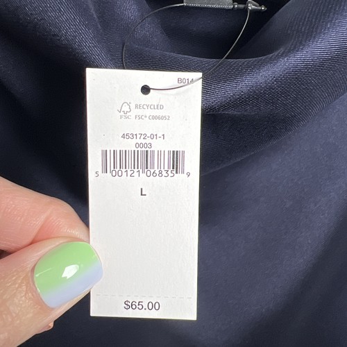 Top Banana Republic Satén Capucha Cuello Sin Mangas Talla Grande Preppy Azul Marino Nuevo con Etiquetas - Imagen 3 de 8