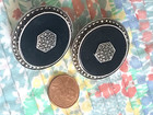 Designer Judith Jack Vtg Large 1 1/2" Marcasite Black Onyx Geometric Earrings