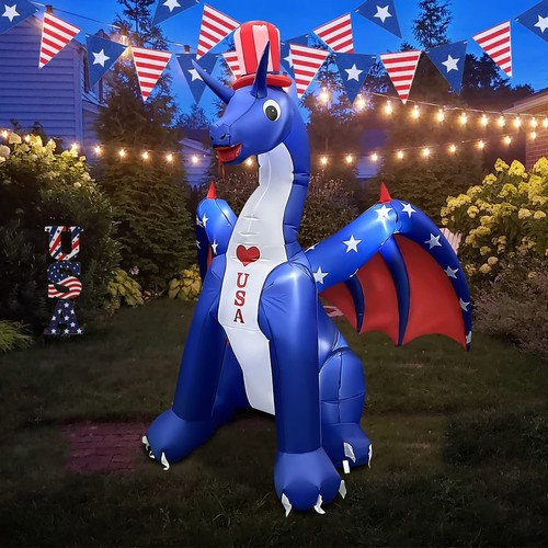 8 FT Independence Day Inflatable Dragon with America Style Decorations Patrio... - Picture 2 of 6