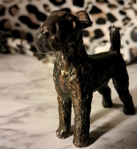 Vintage Bronze Dog Standing Terrier Figurine Great Detail - Picture 2 of 8