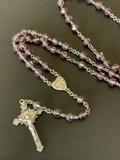 Vintage 925 Sterling Silver Beaded Rosary Catholic Religious Church Cross