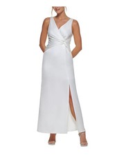 DKNY Womens Ivory Knotted Front Sleeveless Full-Length Formal Gown Dress 12